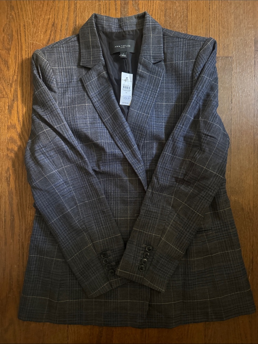 Ann Taylor Factory Navy Plaid Blazer